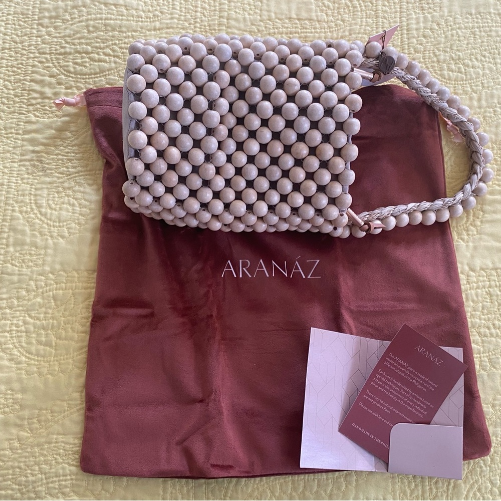 NWT Aranaz Punto Wood Beaded Bucket Bag - Picture 2 of 15
